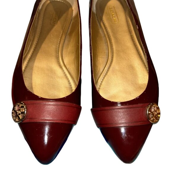 Coach Vintage Leather Pointed Toe Flats | Burgundy | Size 8.5 - Picture 1 of 8